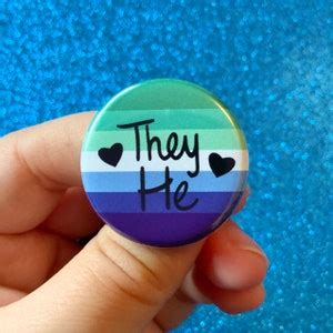 Mlm Gay Vincian Pride Flag Pronoun Inch Pin Back Button He Him He They They Them