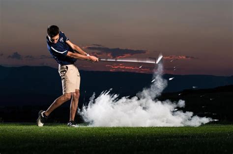 Golf Senior Portrait Golf Action At Sunset In Nike Poster Style By