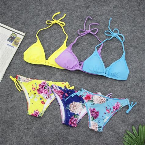 Sexy Triangle Push Up Bikinis Women Floral Crochet Bikini Set Padded