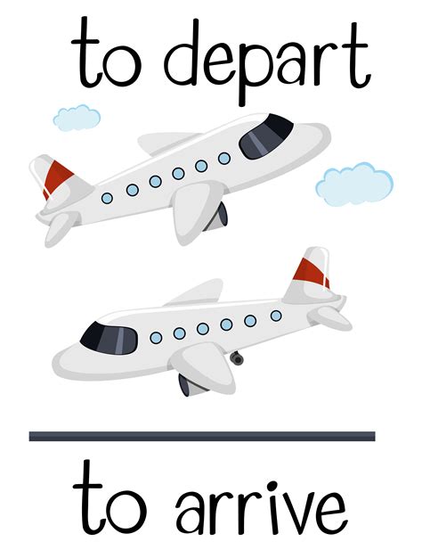 Opposite Wordcard For Depart And Arrive 447357 Vector Art At Vecteezy