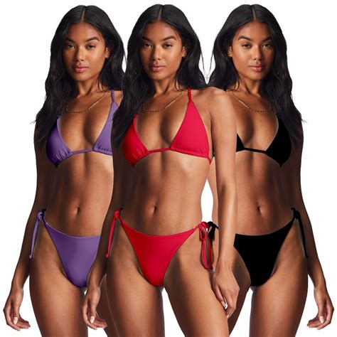 Flmei Womens Women Bikini Set Solid Color Triangle Two Piece Swimsuits