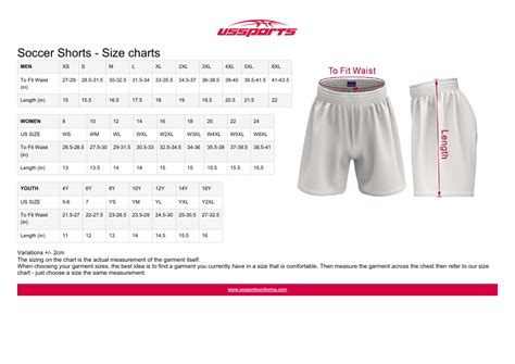 Soccer Shorts Size Chart Ussports Download Printable Pdf Templateroller