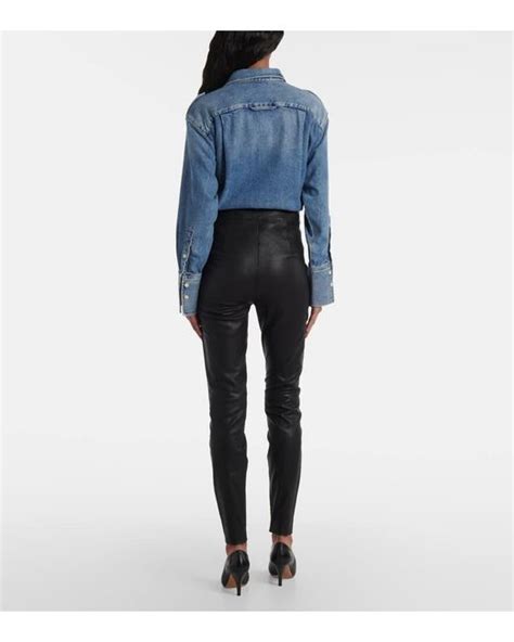 Polo Ralph Lauren Sandy Leather Leggings In Black Lyst