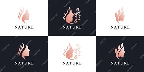 Conjunto De Colección De Diseño De Logotipo De Belleza Natural Con