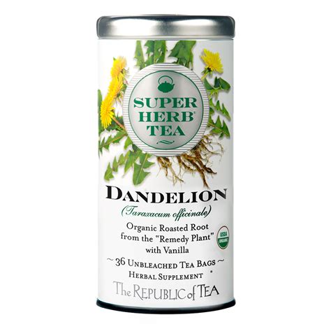 Republic Of Tea Organic Dandelion Superherb 36 Tea Bags Healthy Options