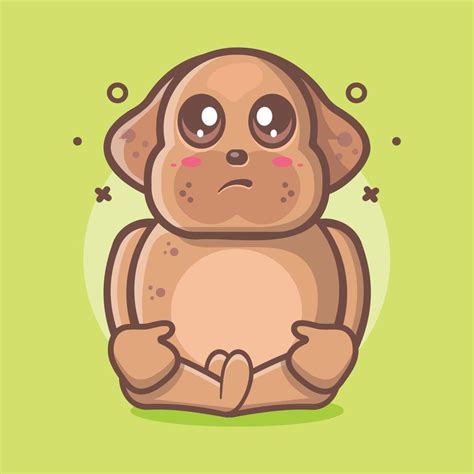 Funny Dog Animal Character Mascot With Sad Expression Isolated Cartoon