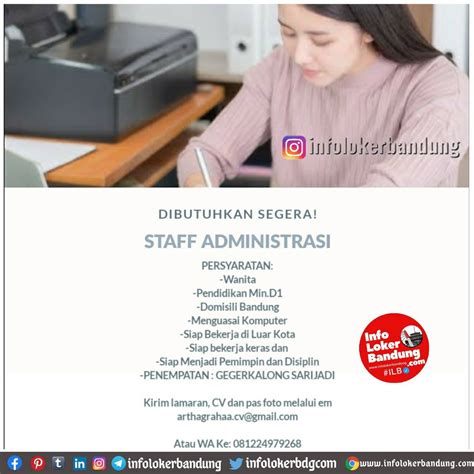 Lowongan Kerja Staff Administrasi Cv Arthagraha Januari Info