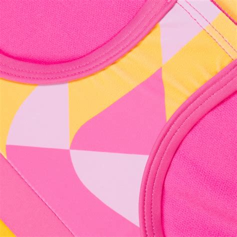 Girls Print Blocked Bikini Set Pink Orange