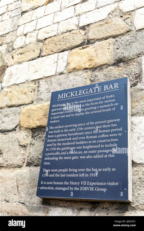 Micklegate Bar Historic City Walls Of York And Gateway To The City