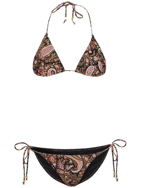 Printed Lycra Triangle Bikini Set Etro Women Luisaviaroma