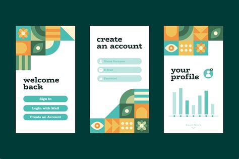 Free Vector Flat Design Geometric Pattern Mobile Design Template