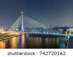 rama viii bridge cityscape view  bangkok thailand image  stock