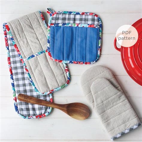 Modern Potholder Sewing Pattern DIY Hot Pads Handmade Kitchen Gift Home