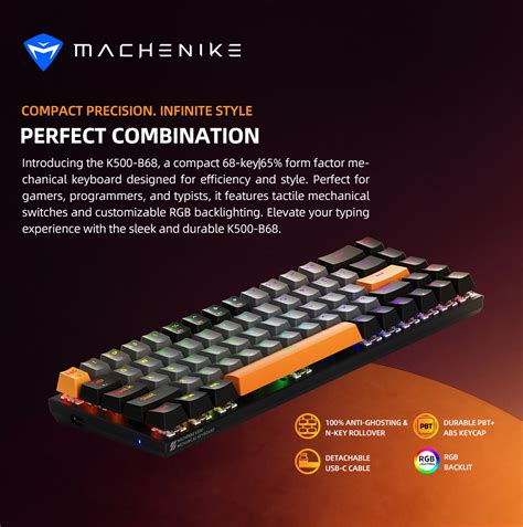 Machenike K B Wired Mechanical Keyboard Gaming Keyboard Keys PBT ABS Keycaps Hot