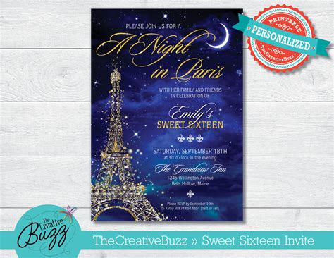A Night In Paris Themed Invitation