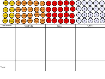 maths place  counters wendy carlsons addition worksheets