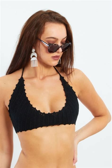 Wholesale Black Crochet Halter Neck Bikini J Fashion