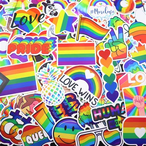 Pc Rainbow Themed Stickers Gay Pride Lgbtq Stickers Etsy