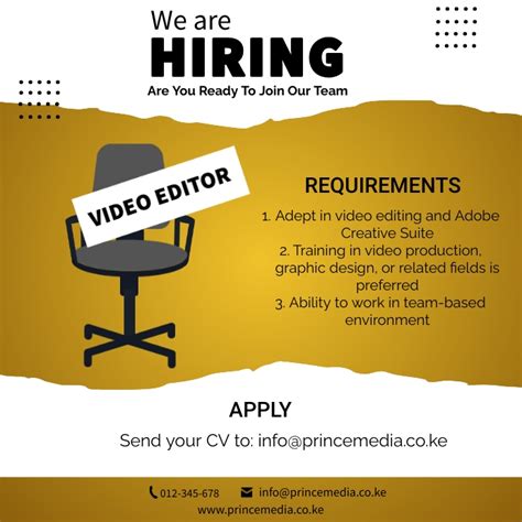 Video Editor Job Position Template Postermywall