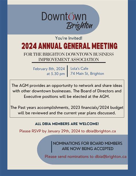 Annual General Meeting 2024 Downtown Brighton