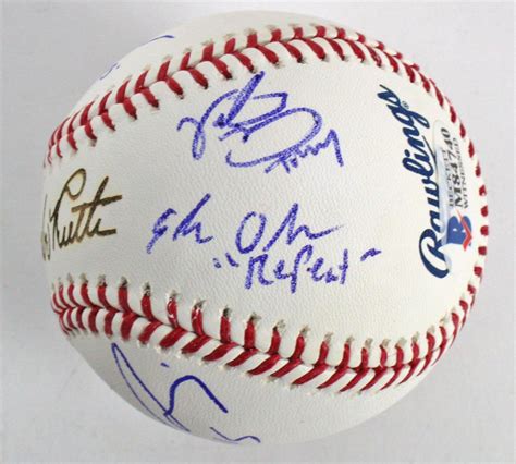 The Sandlot Babe Ruth Logo Baseball Cast Signed By 6 With Tom Guiry Chauncey Leopardi