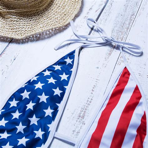 Wholesale Sexy Girl American Flag Bikini One Piece Bikini With Printing Pattern Of Flag Of The
