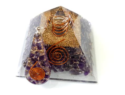 Am Thyste Naturelle Pyramide Pendentif Combo Organite Orgone Energy