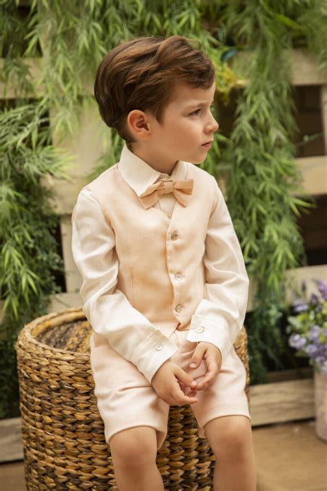 Comprar Conjunto Camisa Y Bermuda Pedrito Lino Nude De Boda Para Ni O Online Coordinanos