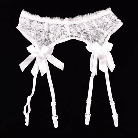 Porte Jarretelle En Dentelle Transparente White F Lingerie De Bondage Bas Inclus