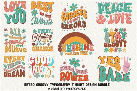 Retro Groovy T Shirt Design Bundle Graphic By Shahadatarman13