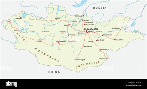 Mapa De Carreteras De Mongolia Imagen Vector De Stock Alamy