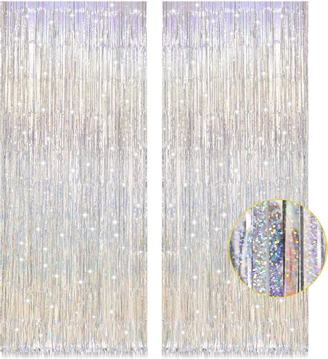 2 Pack 3 2ft X 8 2ft Silver Metallic Tinsel Foil Fringe