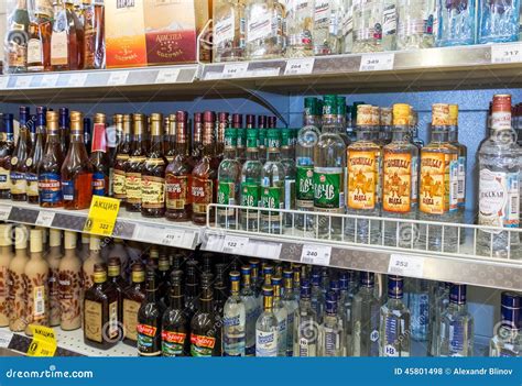 Showcase Alcoholic Beverages At The Grocery Store Editorial Stock Photo ...