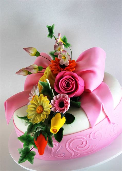 pink floral birthday cake birthday flowers cake