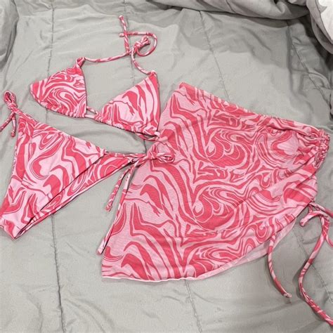 Piece Patterned Bikini Bikini Top Bikini Depop