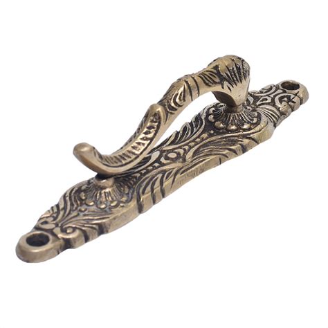Ornate Brass Pull Door Knocker With Back Plate