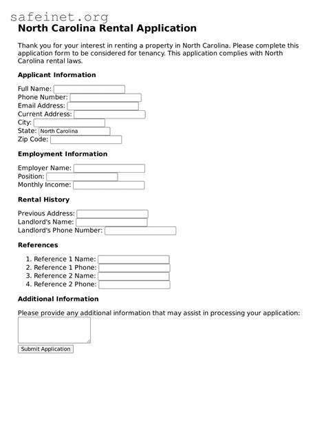 Free North Carolina Rental Application PDF Template ≡ SafeInet