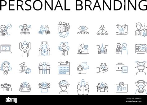 Personal branding line icons collection. Online presence, Image ...