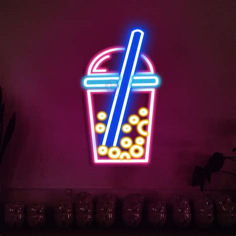 Boba Neon Sign Bubble Tea Drink Led Light Solidariedade