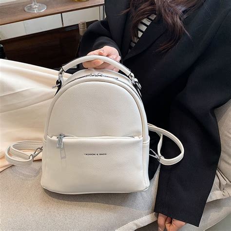 Рюкзак женский Элегант из экокожи белый / универсальная сумка ...