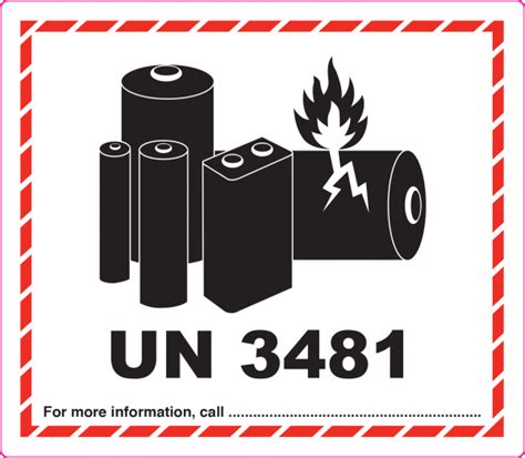 UN 3481 Battery Labels 126mm x 110mm - Limpet Labels