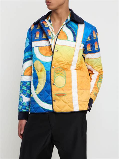 Paysage Print Quilted Satin Jacket Casablanca Men Luisaviaroma