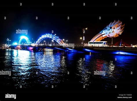 Dragon Bridge Da Nang In Central Vietnam At Night Stock Photo Alamy