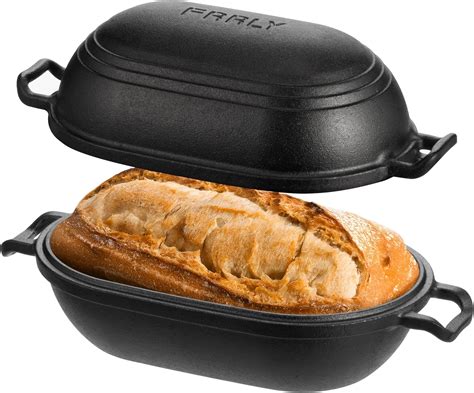 amazoncom frrly cast iron loaf pan  lid bread baking pan
