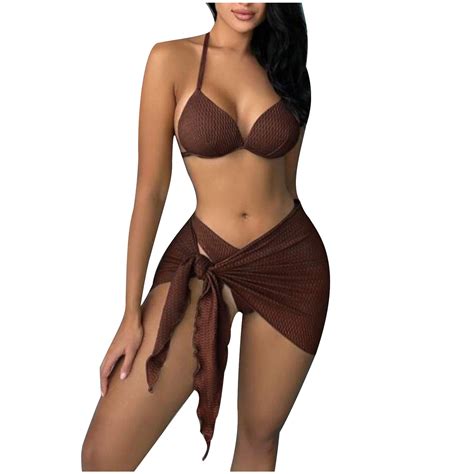 Ryrjj Women Piece Triangle Bikini Swimsuit Sexy Push Up Halter Top And High Cut Thongs Bikini