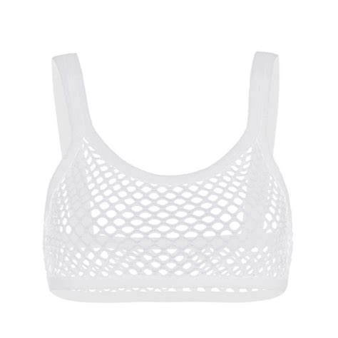 Womens Sheer Fishnet Cropped Tank Top Strappy Bikini Bra Tops Lingerie Nightwear Ebay