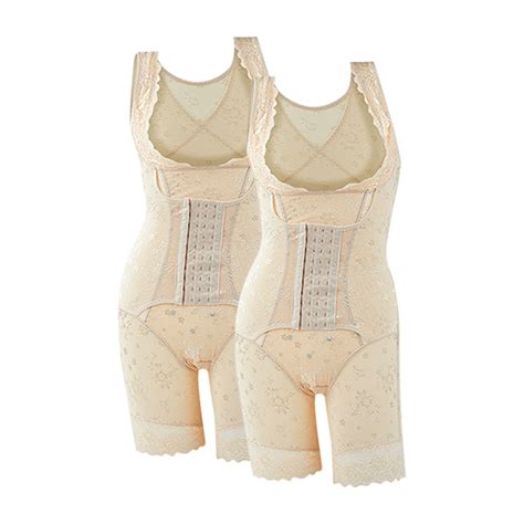 Fitshaper Bodyshaper Body Slimming Open Bust Mid Thigh Nude