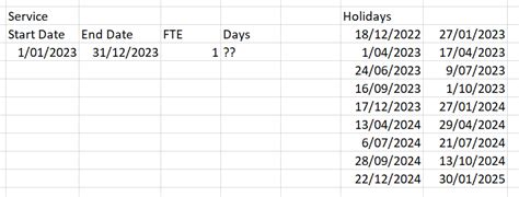 counting service  removing periods  pre defined holidays