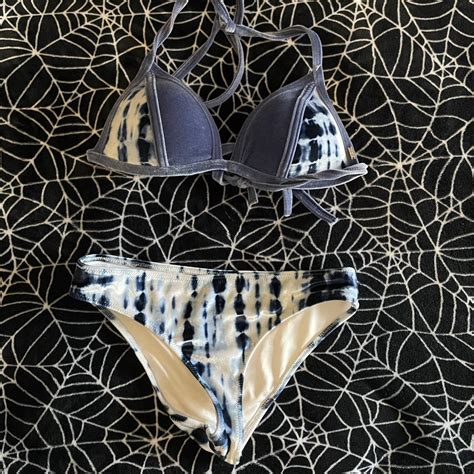 Pink By Victorias Secret Blue Velvet Padded Bikini Set Depop
