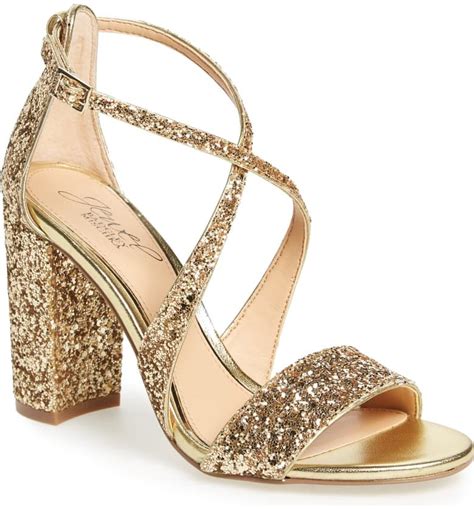 Jewel Badgley Mischka Cook Block Heel Glitter Sandal Women